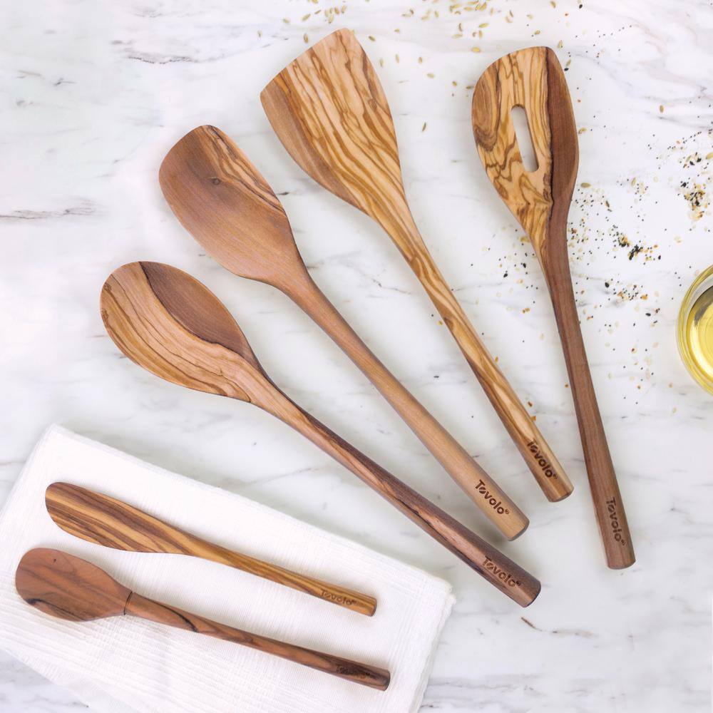 Spectrum Olivewood Utensil Utensils for Meal Prep and Cooking (Set of 6) 60140-90