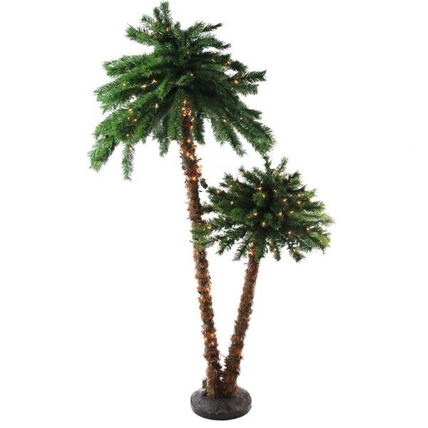 6' PreLit Tropical Palm Tree Artificial Christmas Tree