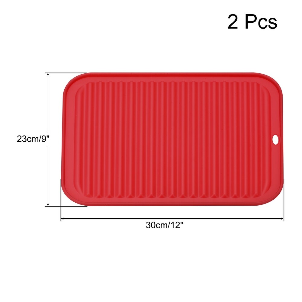 Silicone Dish Drying Mat Set  2Pcs Under Sink Drain Pad Heat Resistant   12 x 9 x 0.24 inch