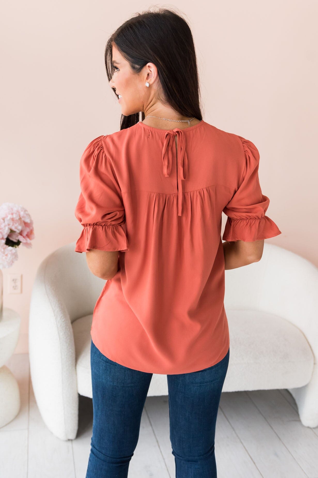 Drift Away Embroidered Modest Blouse