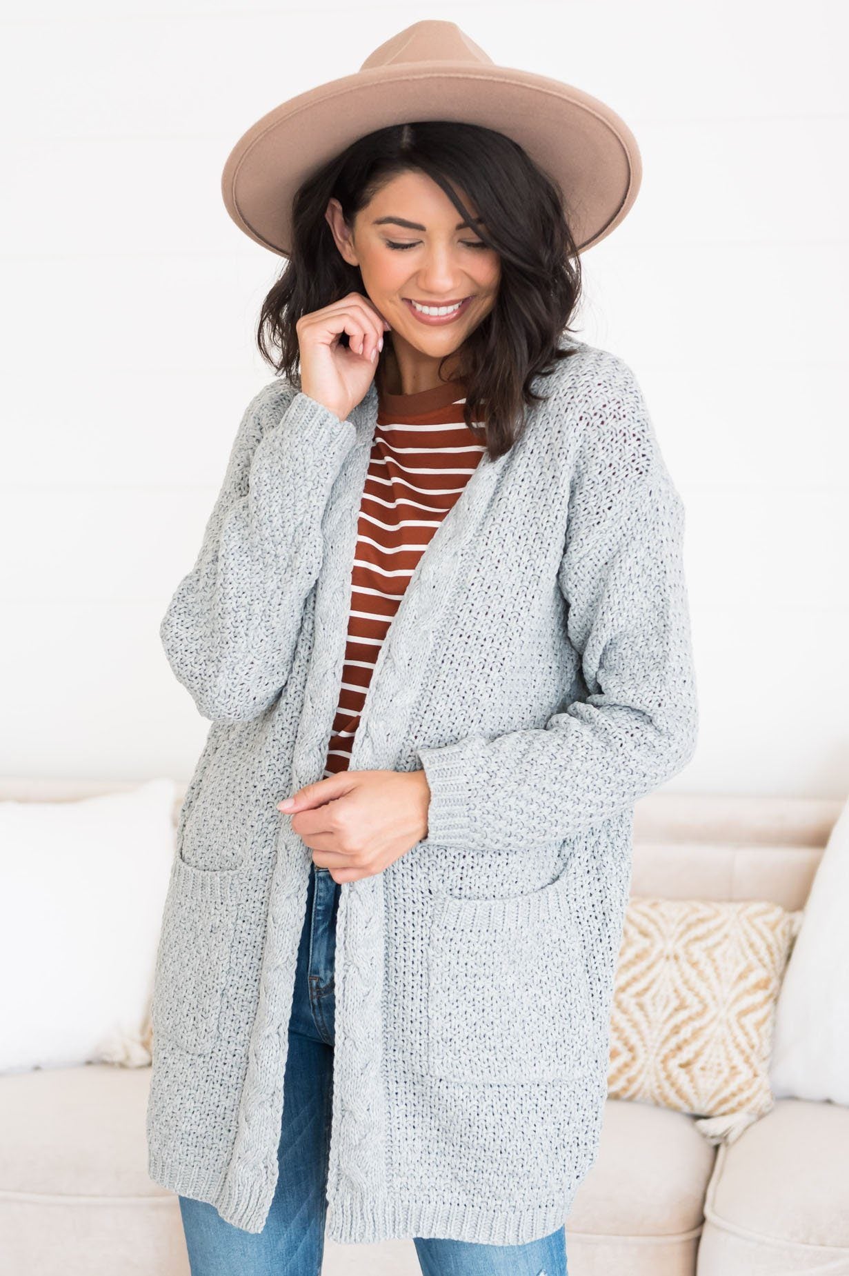 Warm & Cozy Modest Pocket Cardigan