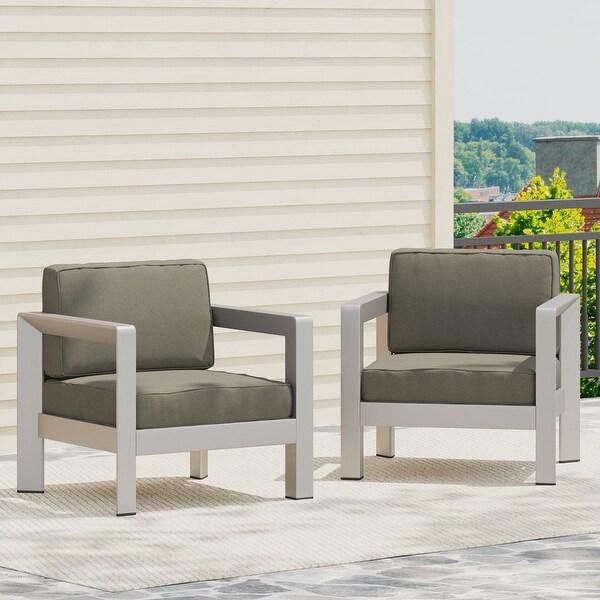 Aviara Outdoor Aluminum Club Chairs (Set of 2) by Christopher Knight Home