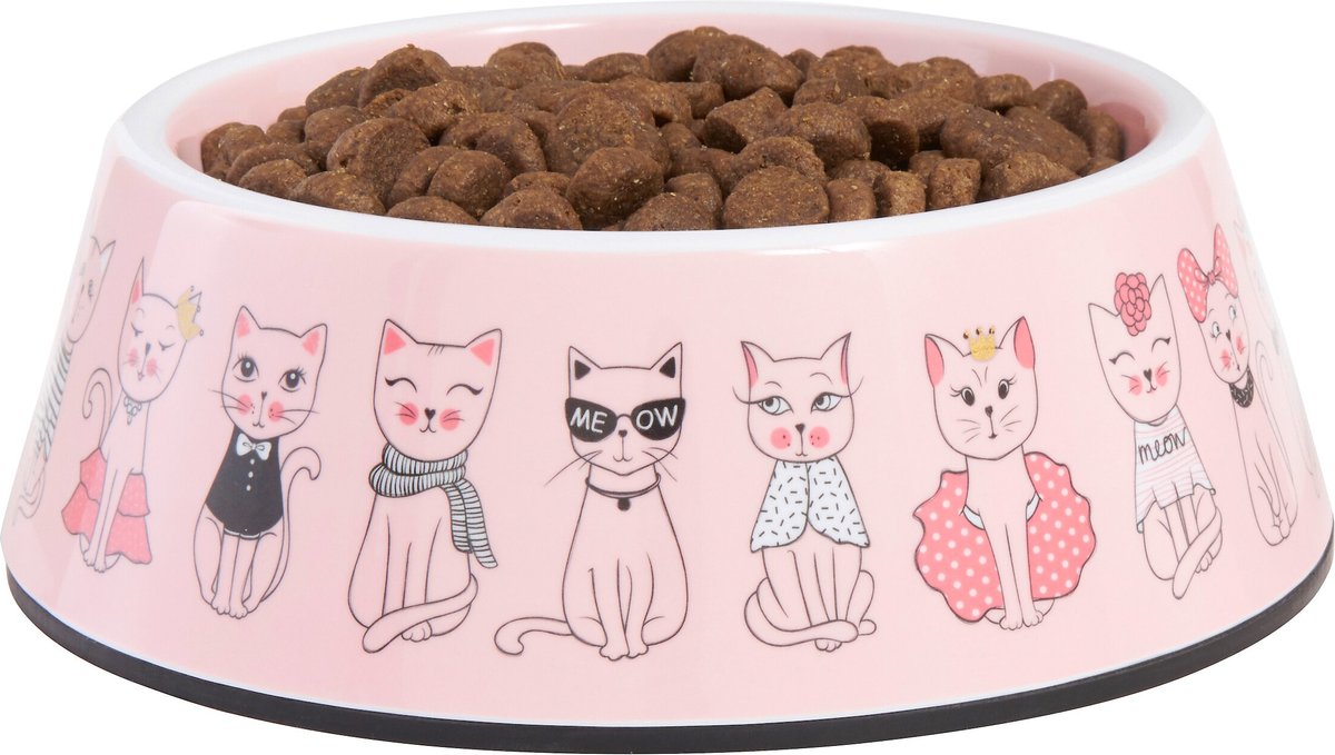 Frisco Pink Cute Cats Melamine Cat Bowl， 1.5 Cup