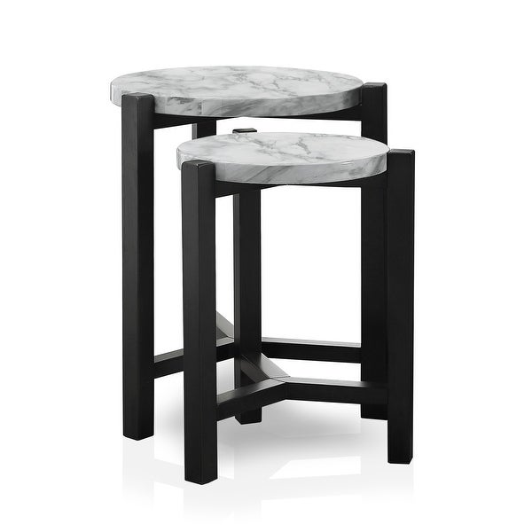 Furniture of America Bittar Brown Grey 20-inch Nesting Side Table