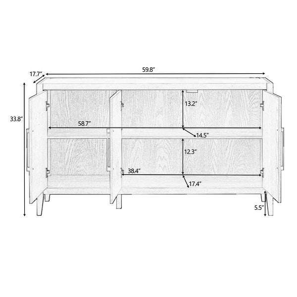 3-Door Wooden Storage Cabinet Sideboard with Adjustable Shelf