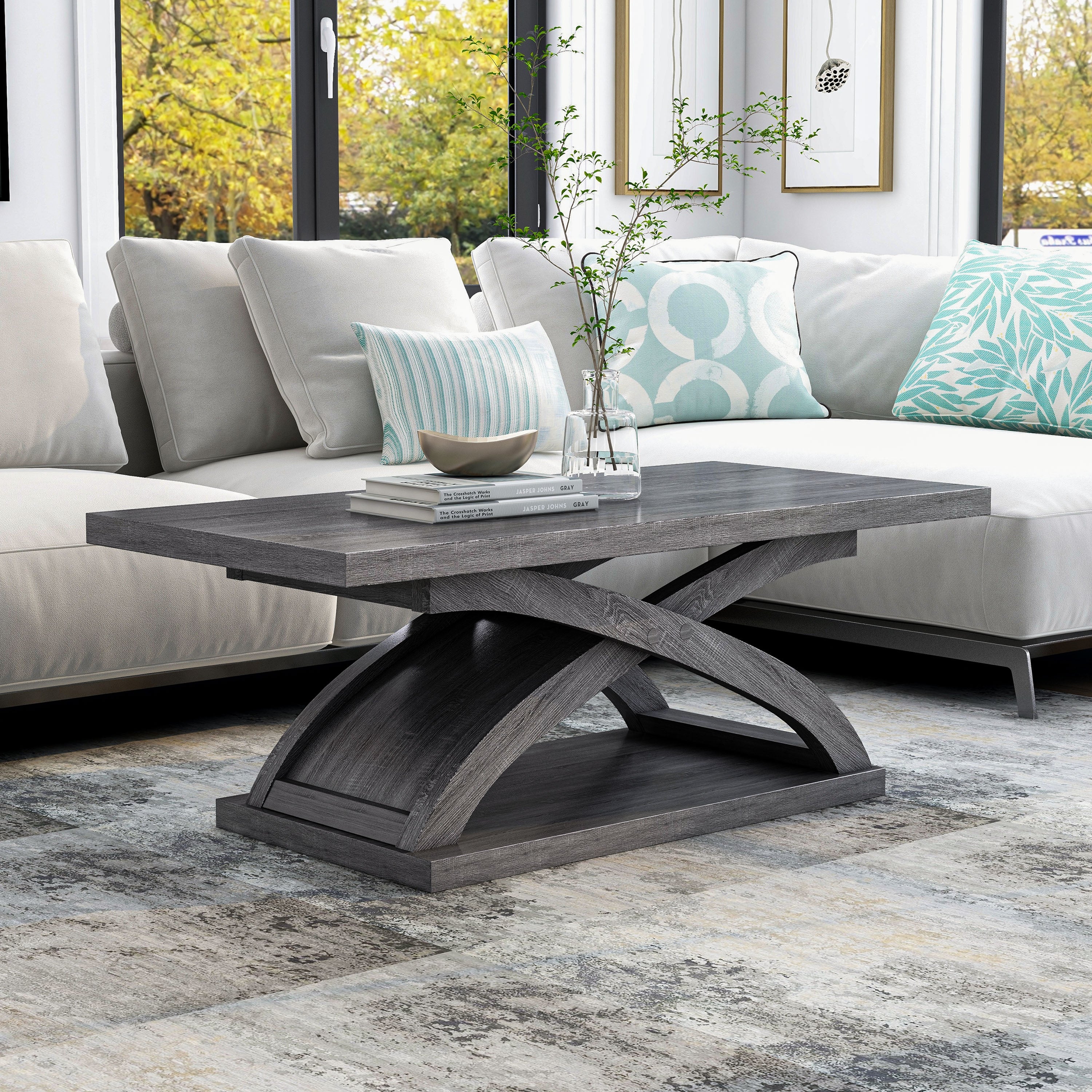 DH BASIC Distressed Grey 48-inch Coffee Table by Denhour