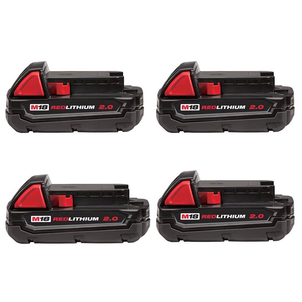 MW M18 18-Volt Lithium-Ion Compact Battery Pack 2.0Ah (4-Pack) 48-11-1820