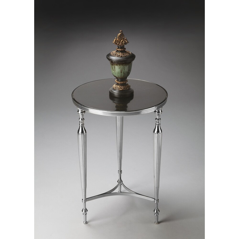 Butler Modern Crafted Aluminum and Glass End Table in Nickel Finish   16 1/4\