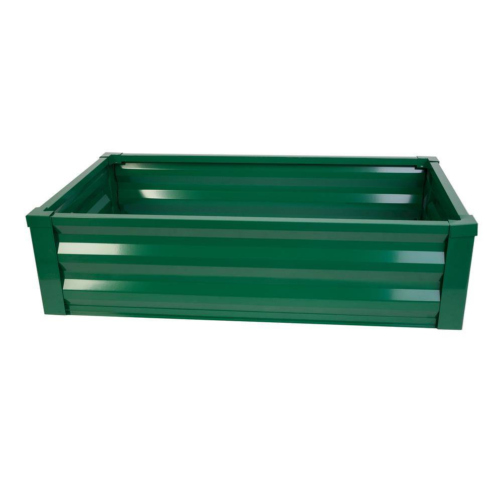 Greenes Fence 24 in. W x 48 in. L x 10 in. H Forest Green Pre-Galvanized Powder-Coated Steel Raised Garden Bed Planter RCM10FG