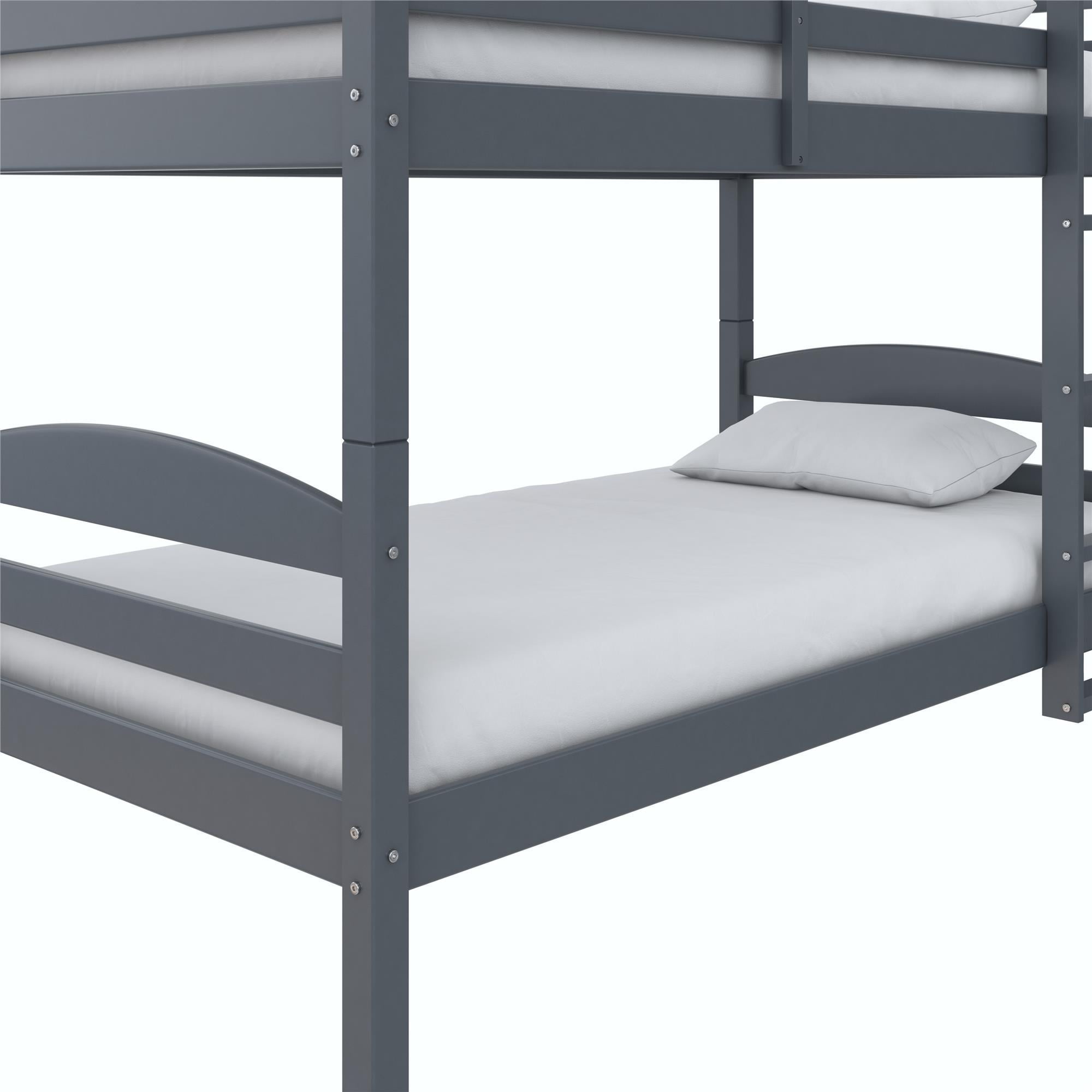 Better Homes & Gardens Leighton Solid Wood Twin-over-Twin Convertible Bunk Bed, Gray