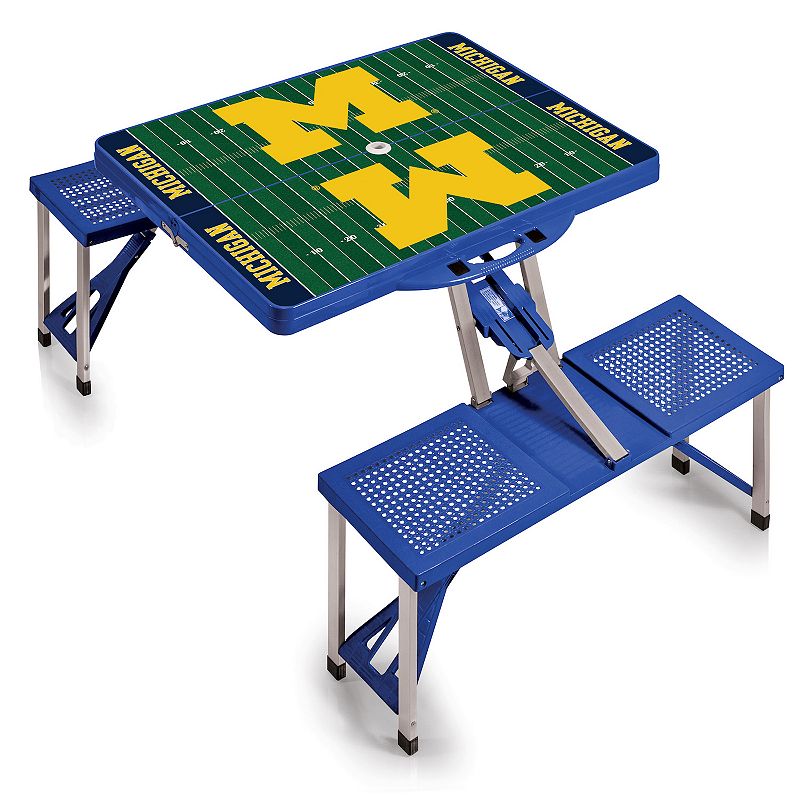 Picnic Time Michigan Wolverines Picnic Table Portable Folding Table with Seats