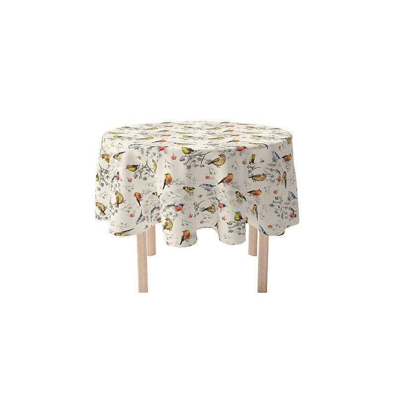 Round Tablecloth， 100% Polyester， 70 Round， Bird Watch