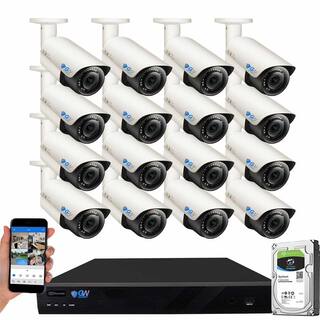 GW Security 16-Channel 8MP 4TB NVR Smart Security Camera System 16 Wired Bullet Cameras 2.8mm-12mm Lens HumanVehicle Detection GW7050MIC16-4T