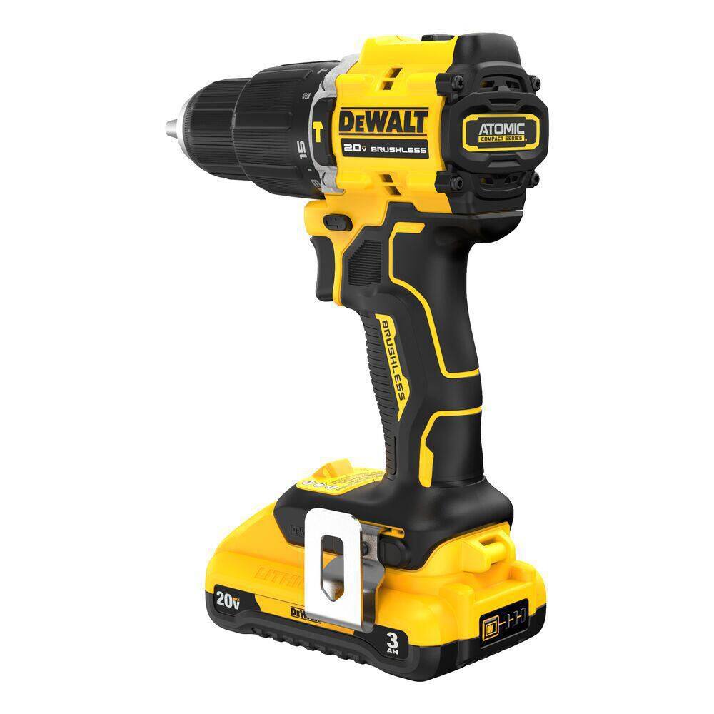 DW ATOMIC 20-Volt Lithium-Ion Cordless 12 in. Compact Hammer Drill with 3.0Ah Battery Charger and Bag DCD799L1