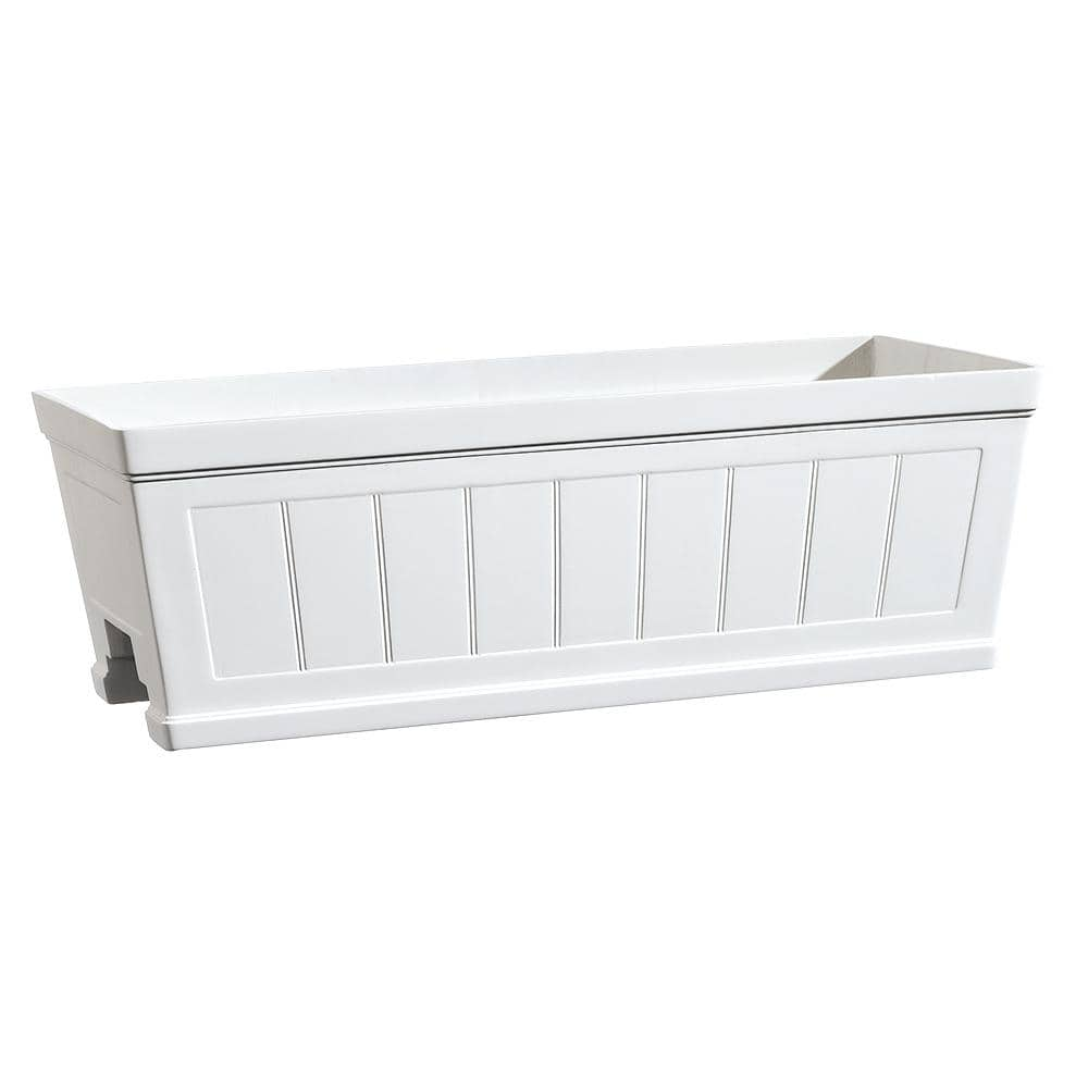 Hanover 27 in. White Resin Beadboard Deck Rail Planter HD1116-089