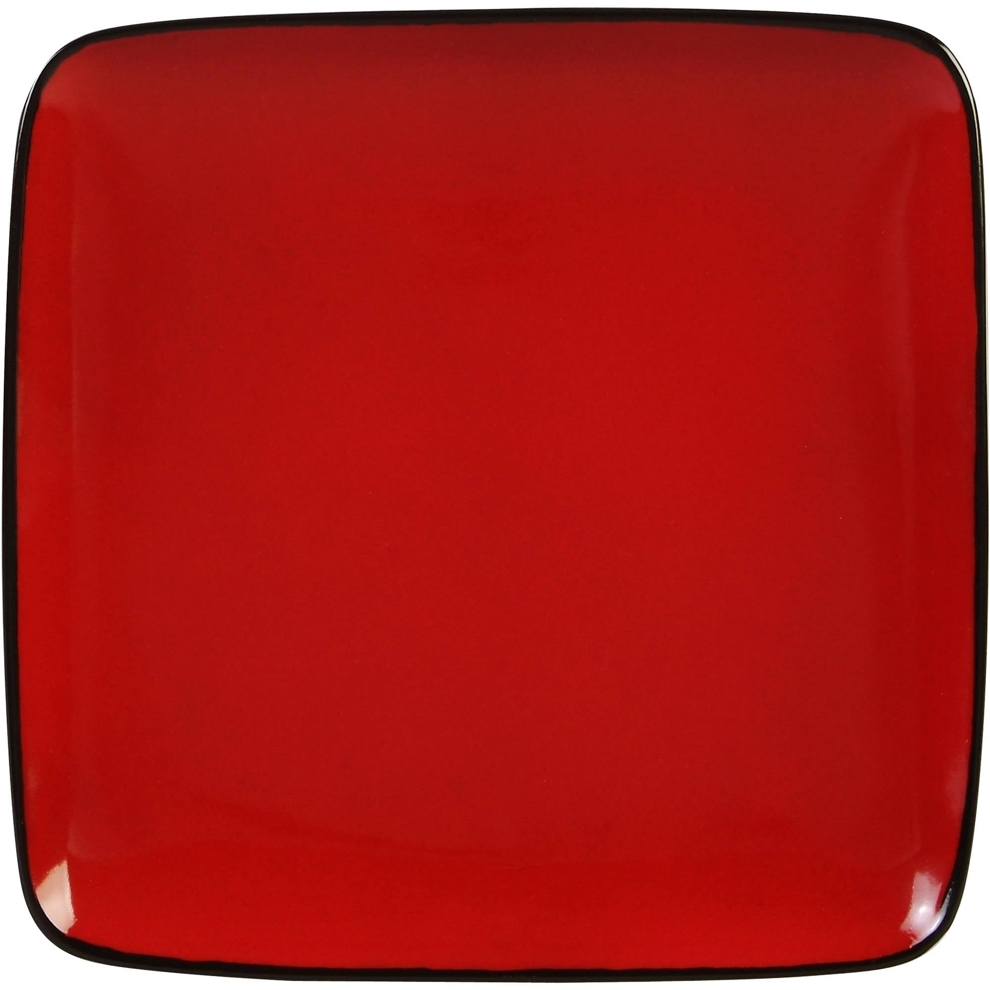 Better Homes and Gardens Rave Square Dinnerware， Red， Set Of 16