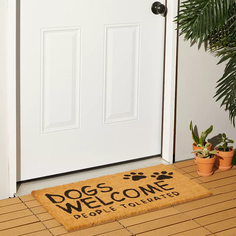 Natural Coco Coir Mat， Dogs Welcome People Tolerated， Outdoor Dog Door Mat for Porch (30 x 17 In)