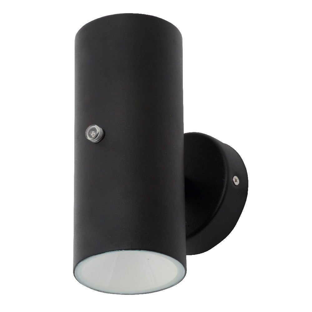 Britalia BRZN-34555-BLK LED Black Outdoor Modern Cylindrical Up & Down Wall Light with Photocell