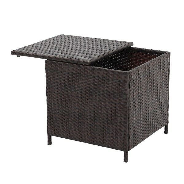 Outdoor Wicker Side Table with Storage