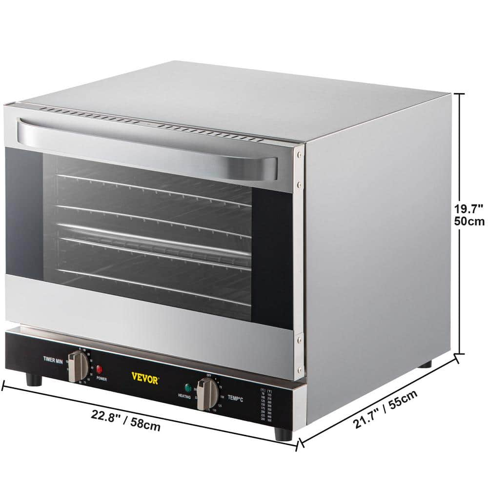 VEVOR Silver Countertop Oven Commercial Convection Oven 43 Qt Half-Size Conventional 1600 Watt 4-Tier Toaster RFXHLM40L110V9SYSV1