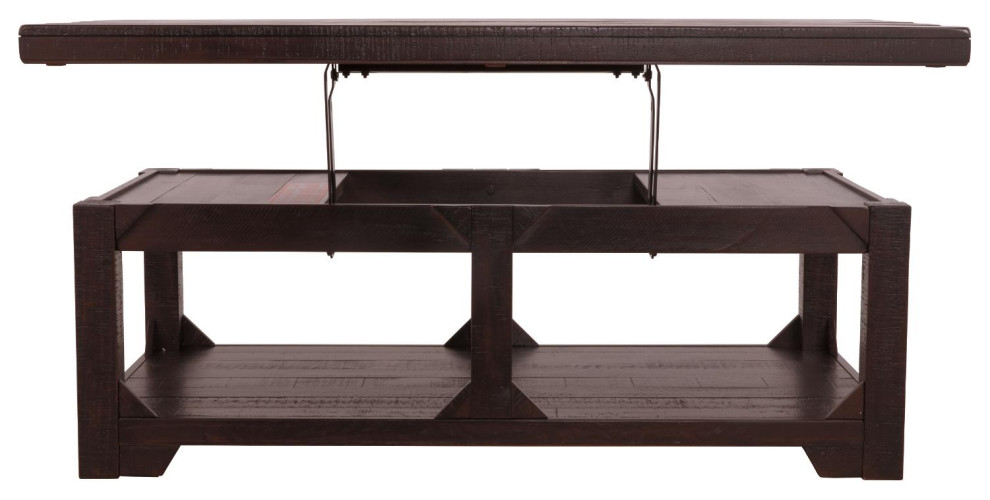Rogness Casual Rustic Brown Lift Top Cocktail Table   Rustic   Coffee Tables   by Homesquare  Houzz