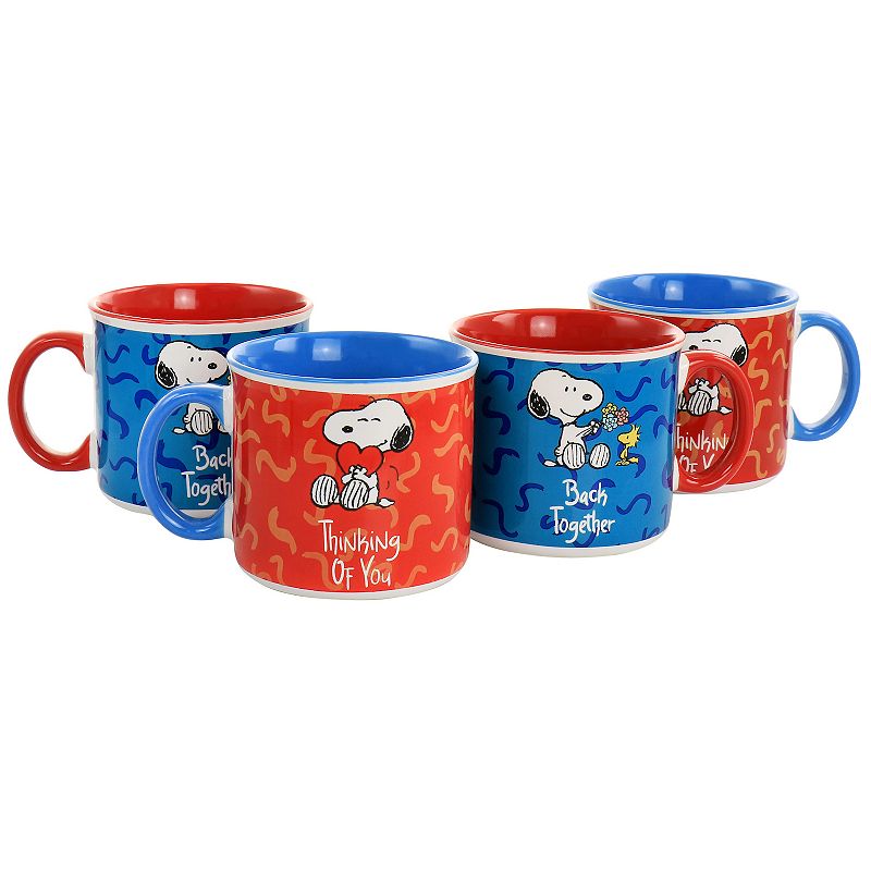 Gibson Peanuts Snoopy Songs 4 Piece 21oz Stoneware Mug Set in Assorted Designs