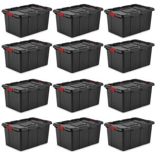 Sterilite 15-Gal. Durable Rugged Industrial Tote with Latches in Black (12-Pack) 12 x 14649006