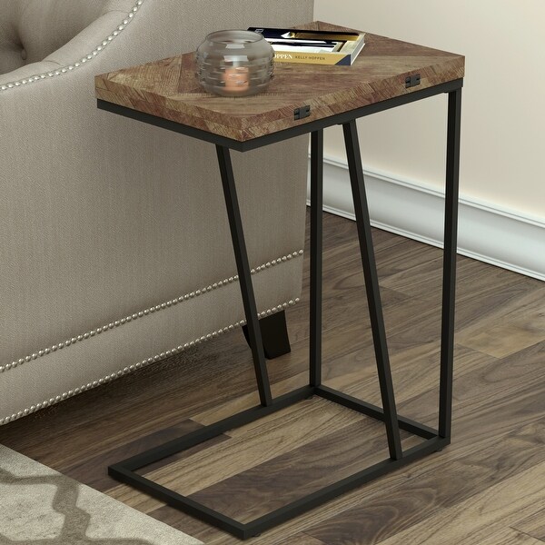 Contemporary Modern Design Rustic Accent Snack Table with Extendable Top