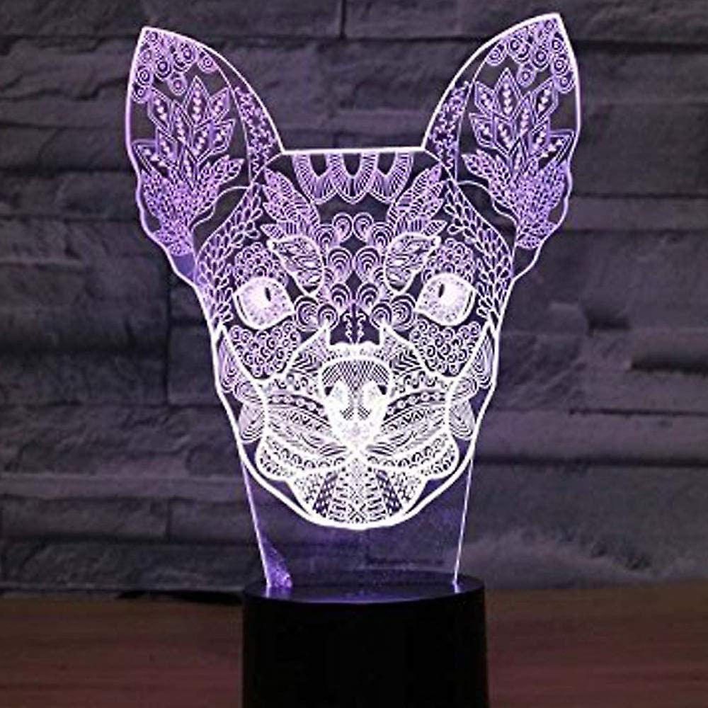 Abstractive 3d Chihuahua Dog Optical Illusion Night Light 7 Color Change Touch Switch Usb Powered Led Acrylic Desk Lamp For Christmas Thanksgiving