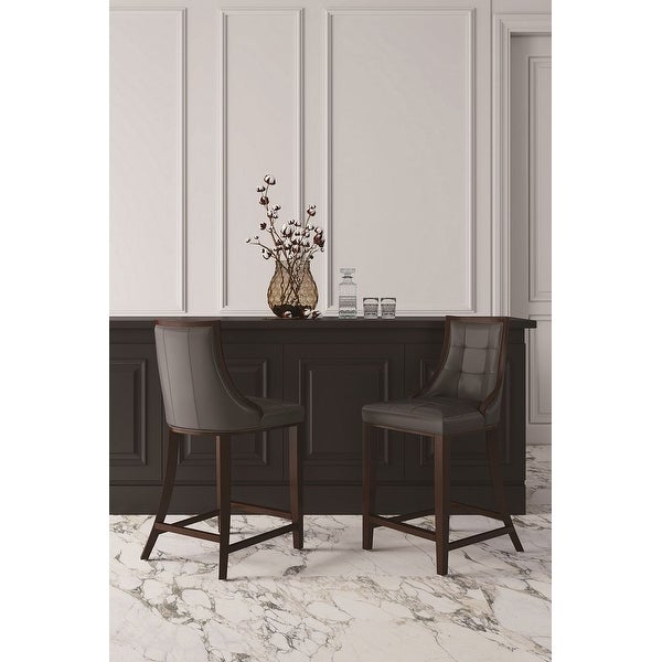 Manhattan Comfort Fifth Ave 39.5 in. Dark Walnut Beech Wood Counter Height Bar Stool (Set of 3)