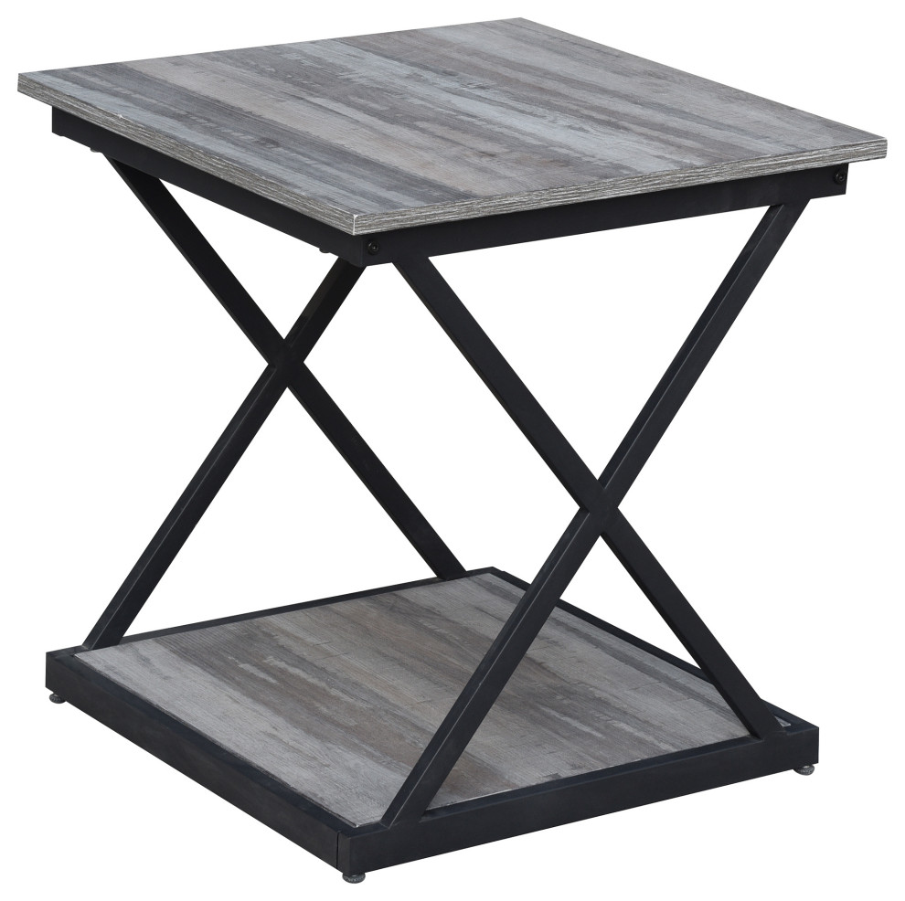 Stella Side Table  Weathered Gray/Black   Industrial   Side Tables And End Tables   by CAROLINA CLASSICS  Houzz