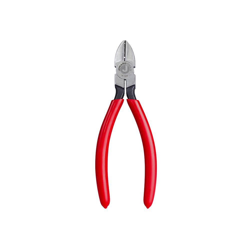 Jonard 6-12 in. L Telecom Tapered Nose Diagonal Cutting Pliers with Red Plastic Handle JIC-7858