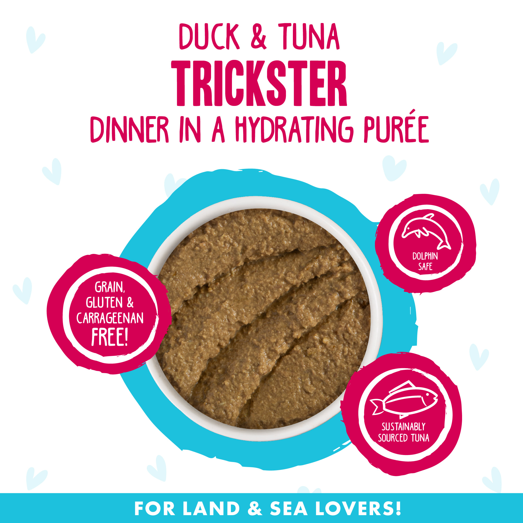 B.F.F. P.L.A.Y. Trickster Duck  Tuna Dinner in a Hydrating Puree Wet Cat Food， 2.8 oz.， Case of 12