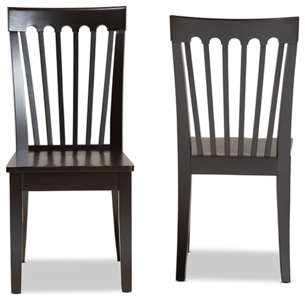 Minette Dark Brown Finished Wood 2 Piece Dining Chair Set   Transitional   Dining Chairs   by GwG Outlet  Houzz