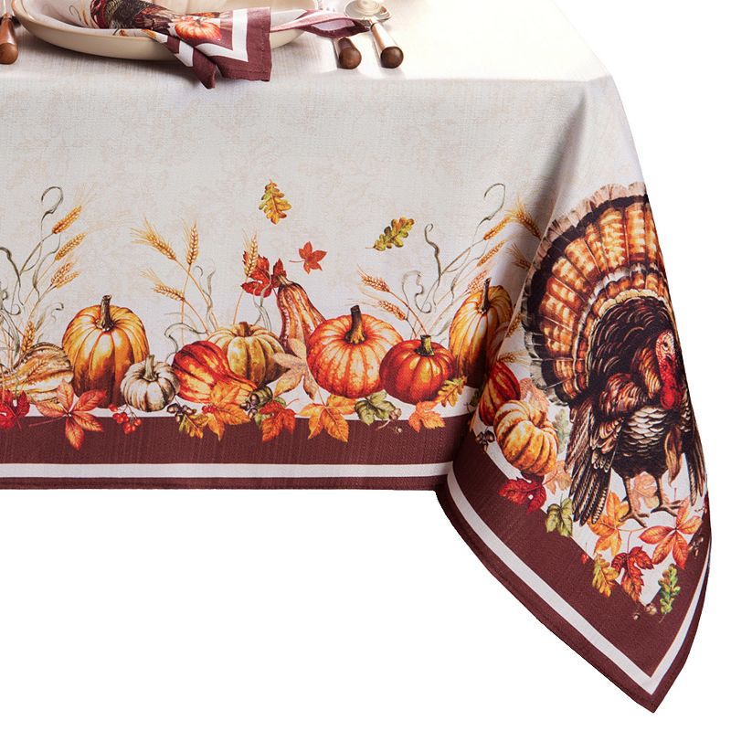 Elrene Home Fashions Autumn Heritage Turkey Engineered Rectangle Tablecloth