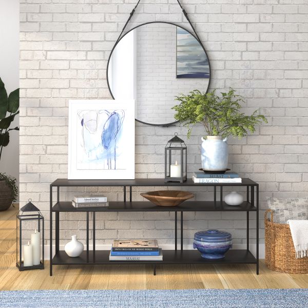 Cortland Rectangular TV Stand with Metal Shelves for TV's up to 60