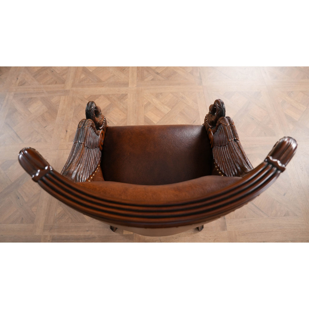 Mahogany Swan Arm Chair With Leather   Victorian   Armchairs And Accent Chairs   by Niagara Furniture  Houzz