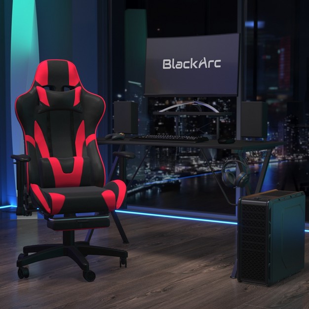 Blackarc Tango Gaming Desk amp Chair Set Reclining Gaming Chair With Slide out Footrest amp Gaming Desk With Cupholder headphone Hook