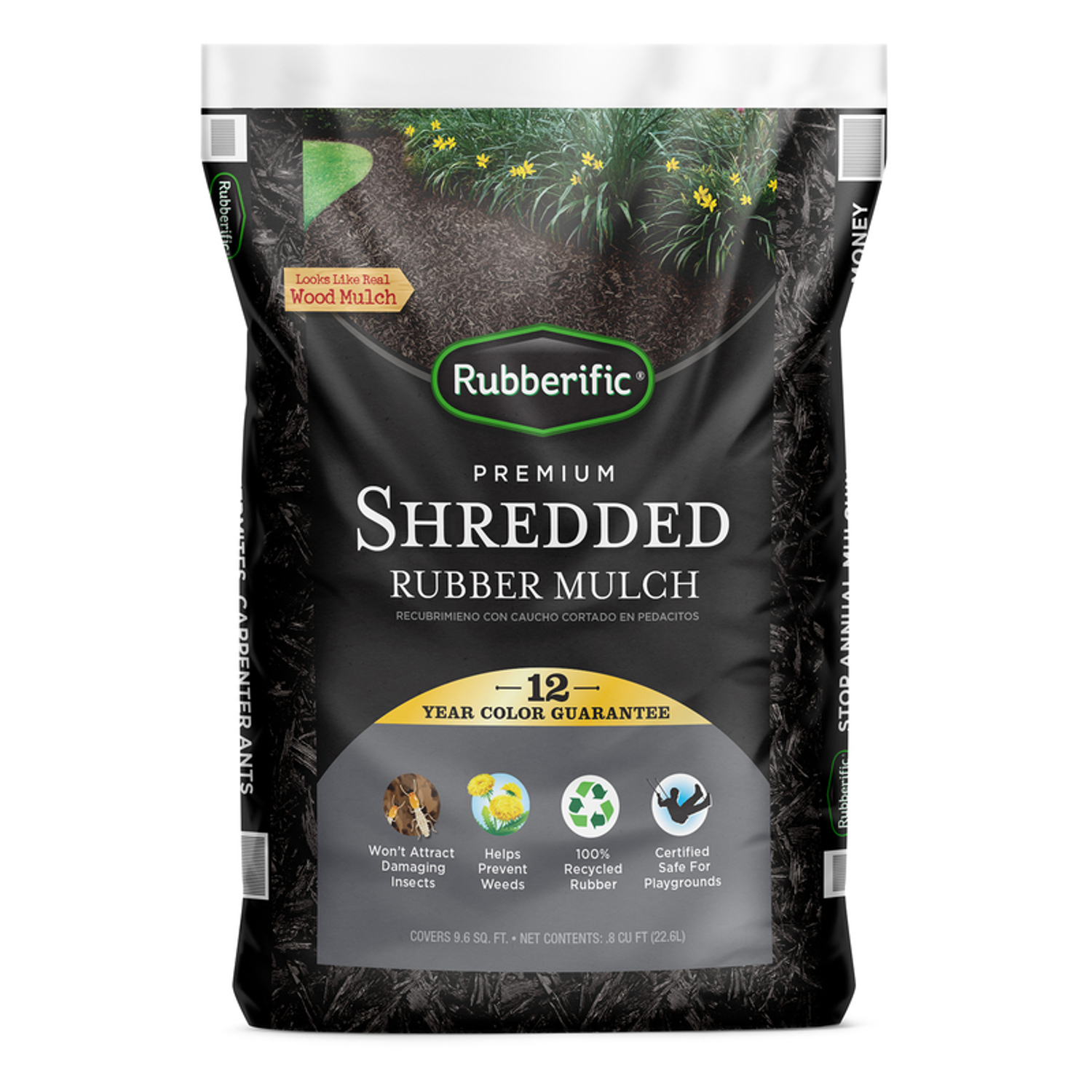 Rubberific Black Shredded Rubber Mulch 0.8 cu ft