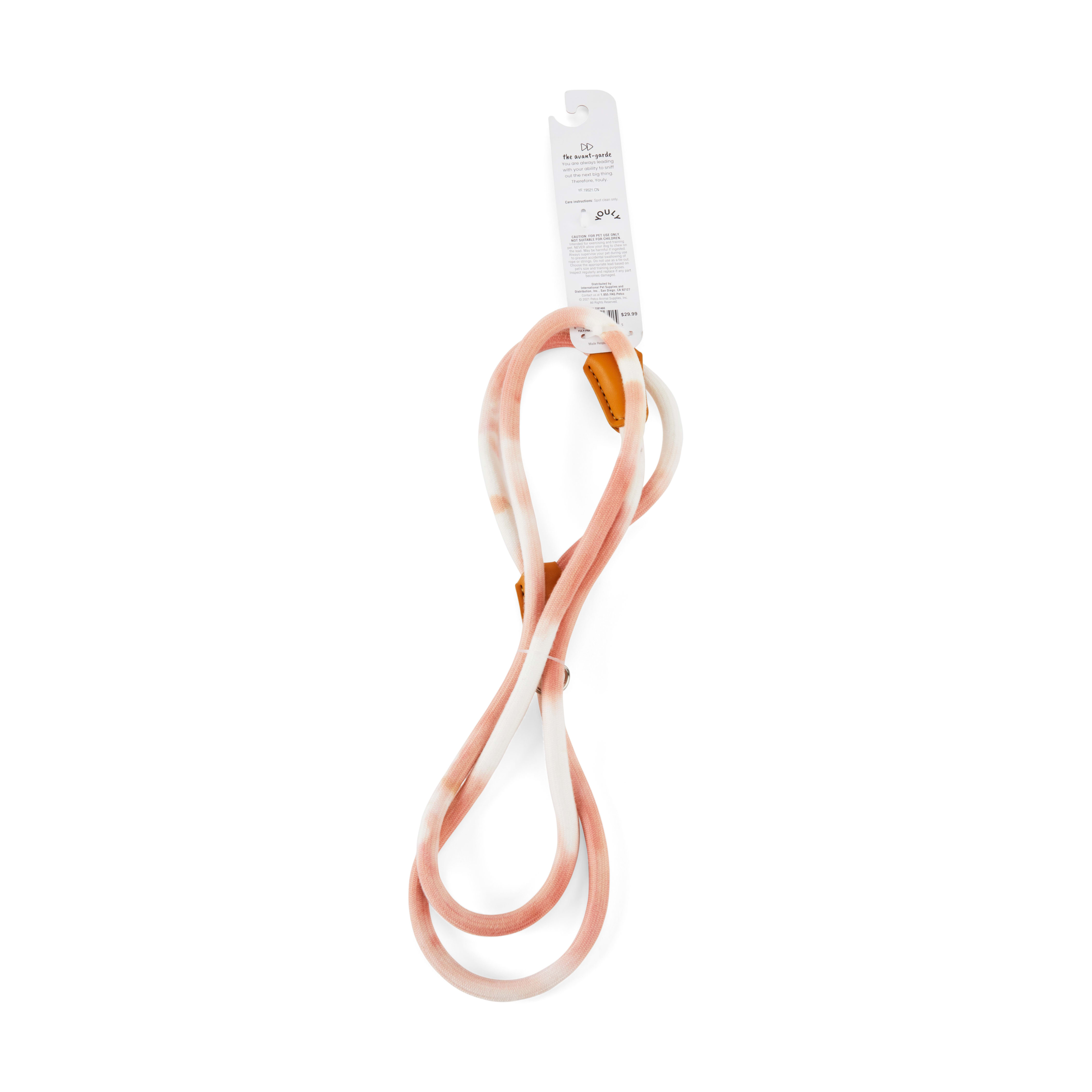 YOULY The Avant Garde Pink Tie-Dye Dog Rope Leash， 6 ft.