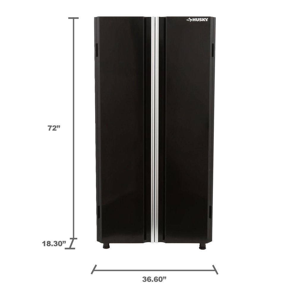 Husky Ready-to-Assemble 24-Gauge Steel Freestanding Garage Cabinet in Black (36 in. W x 72 in. H x 18 in. D) G3602T-US