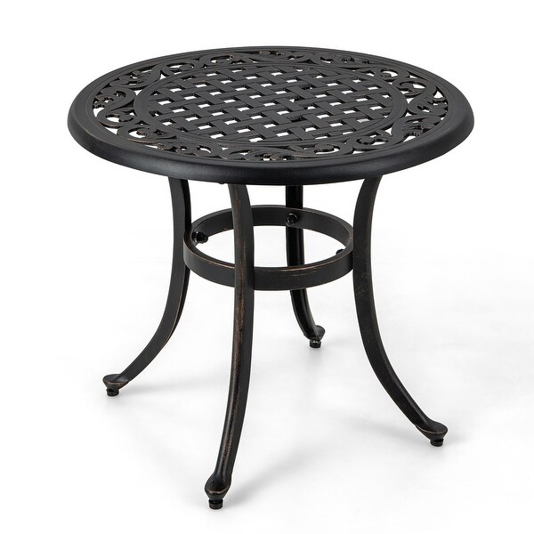 Gymax Cast Aluminum Patio Table 24''Outdoor Round Side Table AntiRust