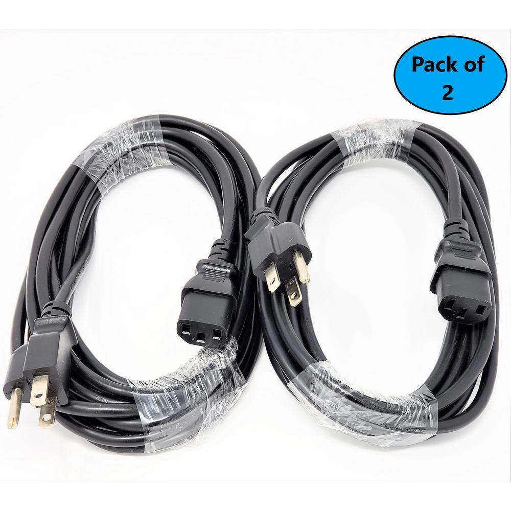 Micro Connectors Inc 15 Feet Universal AC Power Cord UL Approved NEMA 5-15P to C13 Black 2-Pack M05-113UL15-2P