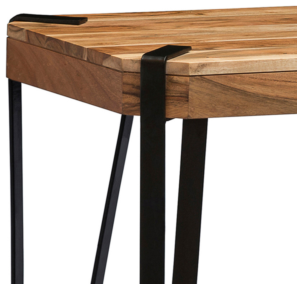 Ryegate Natural Solid Wood  Metal End Table  Natural   Industrial   Side Tables And End Tables   by Bolton Furniture  Inc.  Houzz