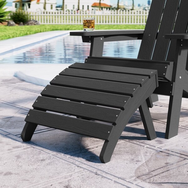 WINSOON 2Piece All Weather HIPS Outdoor Adirondack Chair with CupHolder and Ottoman