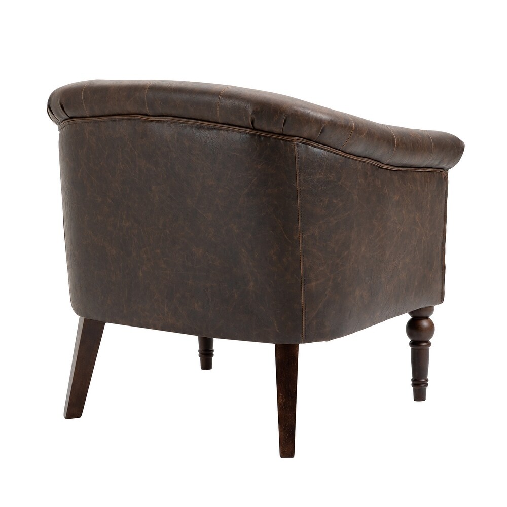 Contemporary PU Leather Tufted Barrel Accent Chair