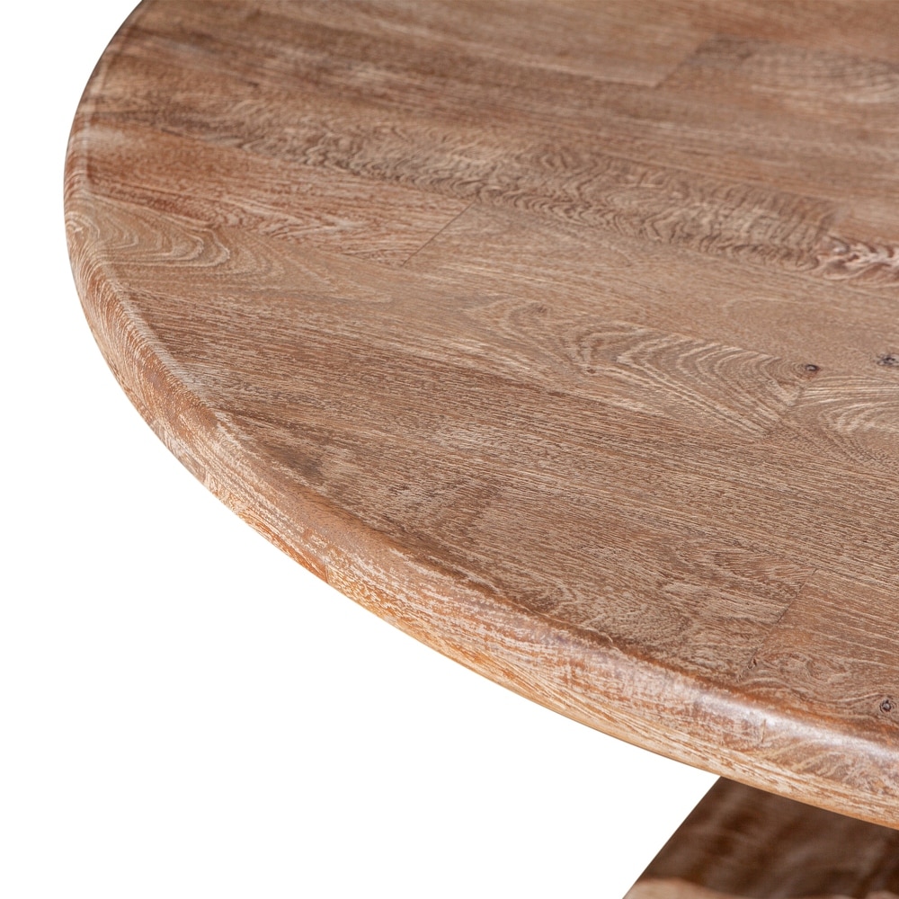 Mango Wood 54 Round Dining Table in Antique Oak