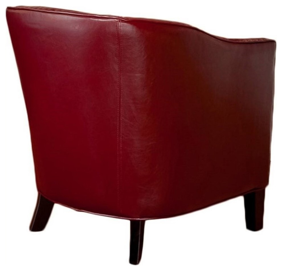 Bowery Hill Leather Club Chair in Red   Contemporary   Armchairs And Accent Chairs   by Homesquare  Houzz