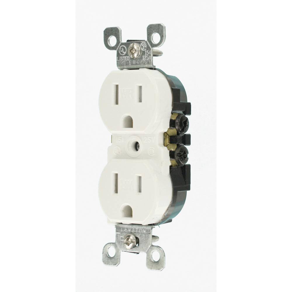 Leviton 15 Amp Weather and Tamper Resistant Duplex Outlet White W5320-T0W