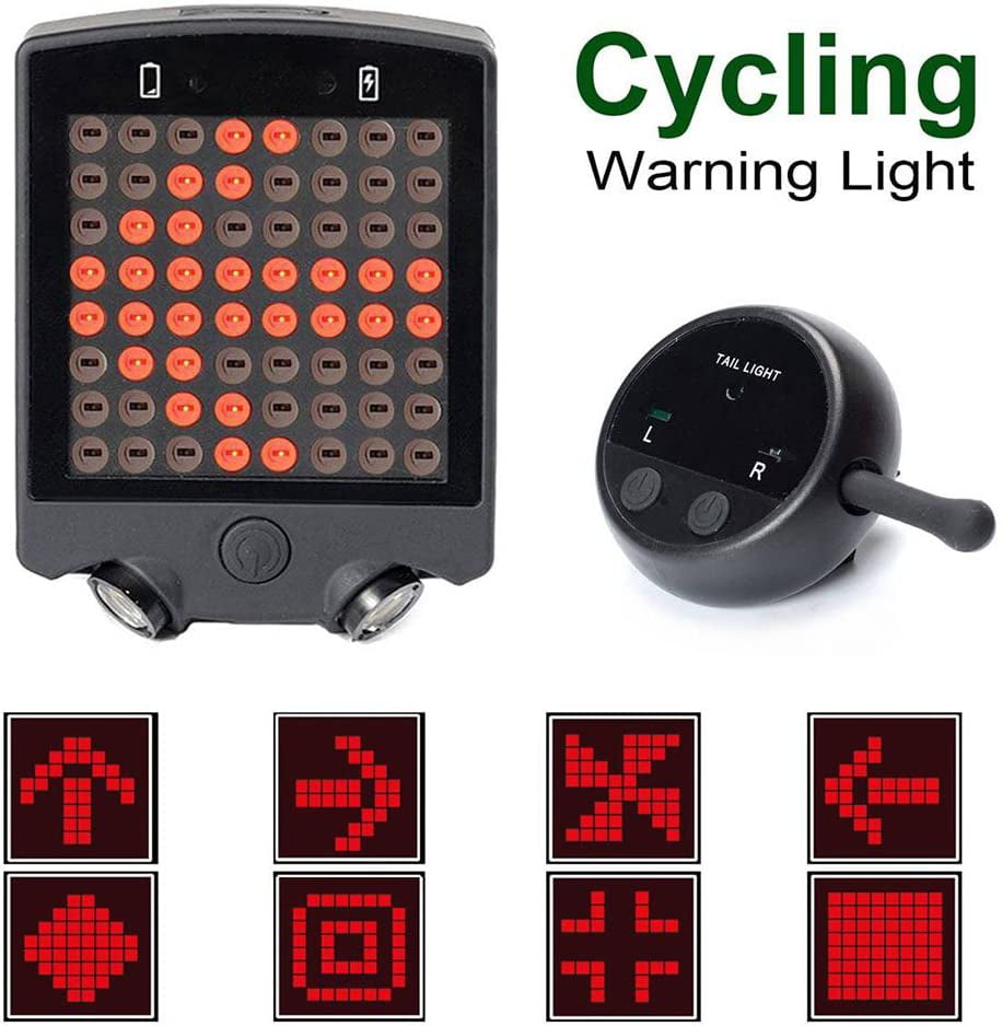 USB Rechargeable Bike Tail Light，Remote Control Wireless Tail Light 64 LED Bike Rear Tail Red Laser Light Safety Warning Line Easy to Install